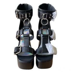 Current Mood Midnight Mood Buckle Platform Heels